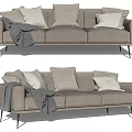 Modern three-seat sofa multiplayer sofa 3d model