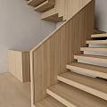 Modern Wooden Staircase With Sleek Steps And Light Wood Railing In Contemporary Interior Design