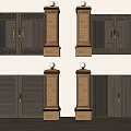 Modern Gate Garden Gate Courtyard Gate Iron Double Opening Gate 3d model
