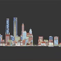 Cartoon City Model With Colorful Buildings Skyscrapers Rivers And Green Spaces