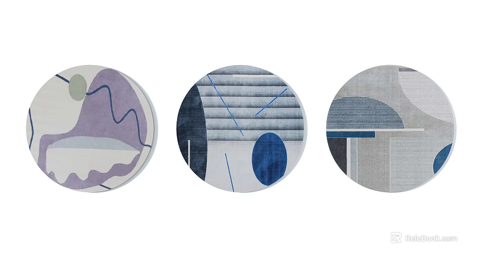 Stylish Round Rugs With Modern Geometric Patterns And Abstract Design Elements 3d model