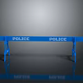 Blue Police Barrier With POLICE Sign And Metal Support Legs Design