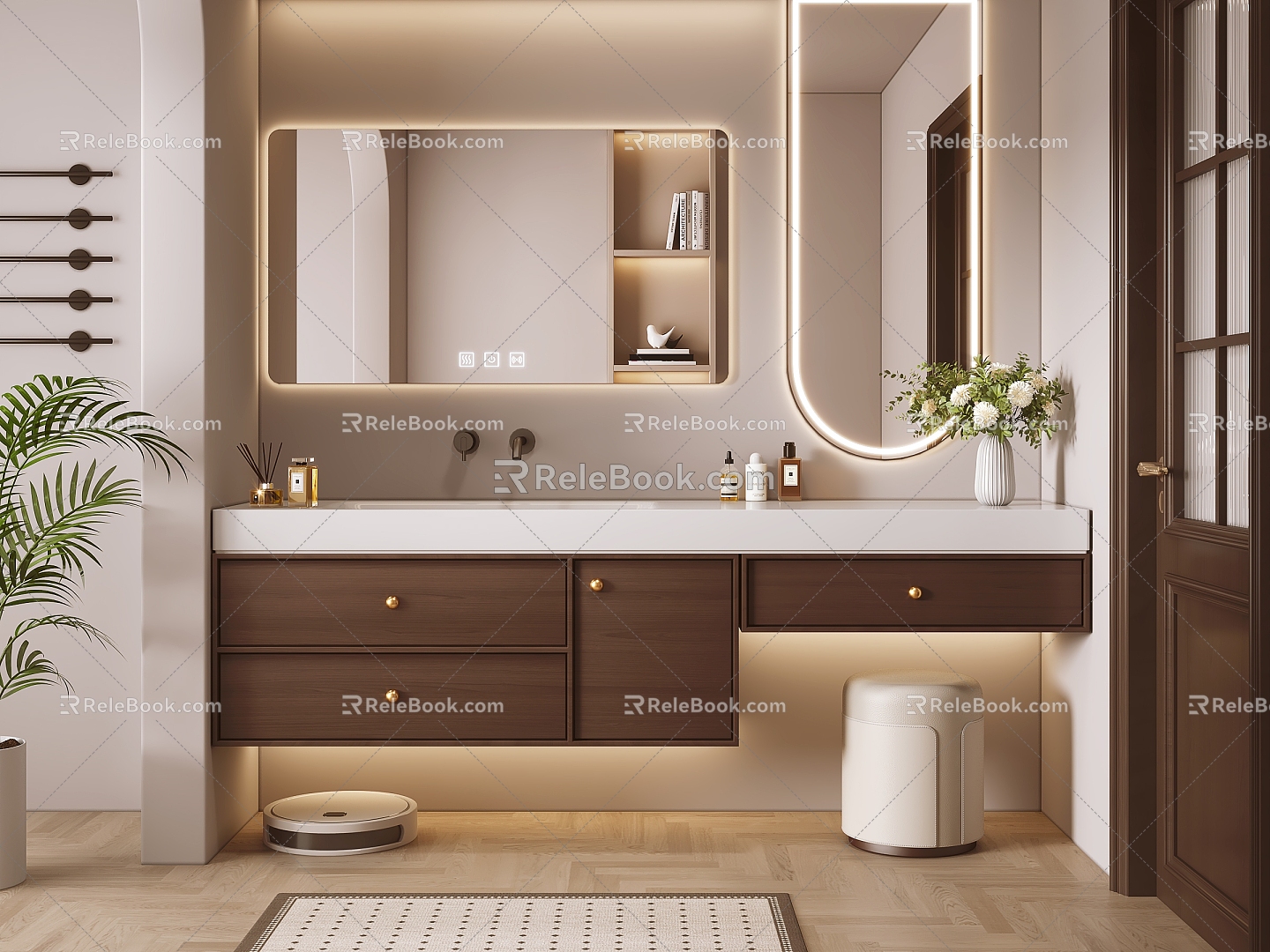 Middle Style Bathroom Cabinet Wash Cabinet 3d model