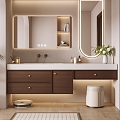 Middle Style Bathroom Cabinet Wash Cabinet 3d model