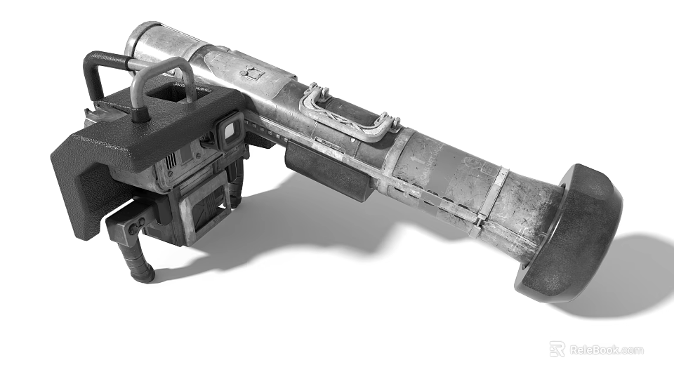Game Movie Character Wielding Heavy Metallic Combat Weapon With Mechanical Design 3d model 