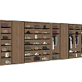 Wooden Wardrobe With Multiple Compartments Hanging Rods Shelves And Drawers For Clothes Hats And Bags