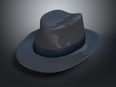 Classic Gray Fedora Hat With Dark Band As Daily Life Accessory 3d model
