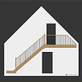Wooden Staircase With Railing And Steps In House Model Interior Design