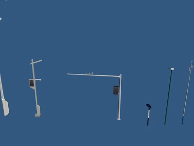 Various Outdoor Lights with Different Pole Designs and Styles for Exterior Areas 3d model