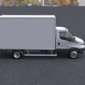 IVECO White Commercial Box Truck With Cab And Cargo Box Front View