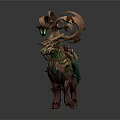 Game and Movie Fantasy Character Horned Horse Like Creature With Green Brown Plant Inspired Features