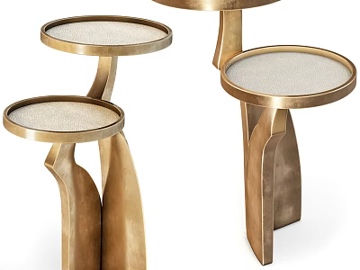 Elegant Gold Modern Side Tables With Round Metallic Tabletops And Stylish Bases 3d model