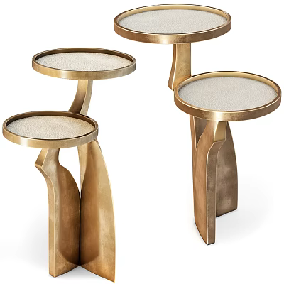 Elegant Gold Modern Side Tables With Round Metallic Tabletops And Stylish Bases 3d model