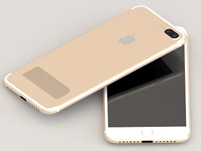 Gold Apple Smartphone With Back Cover Logo Camera And Front Black Screen 3d model