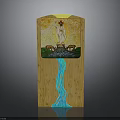 Hand Carved Wooden Sculpture Featuring Central Figure Animals And Flowing Water Design