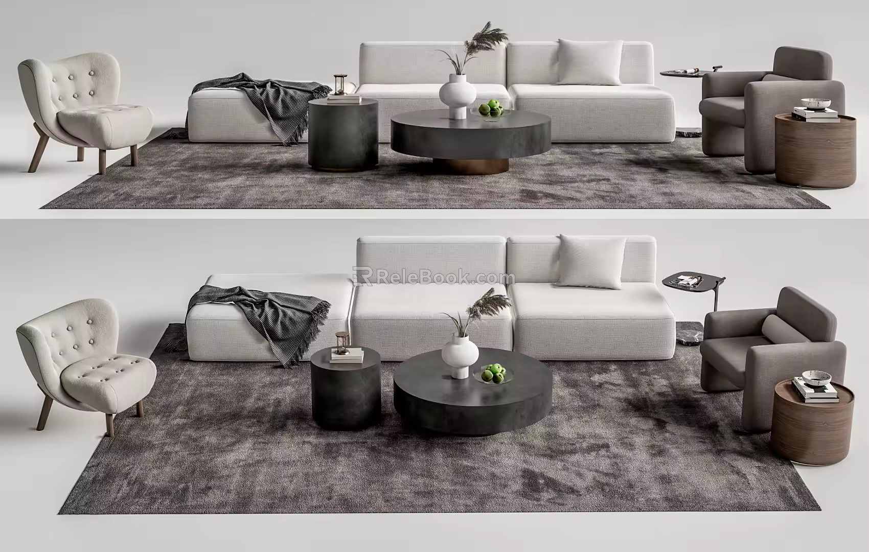 Modern sofa coffee table combination 3d model