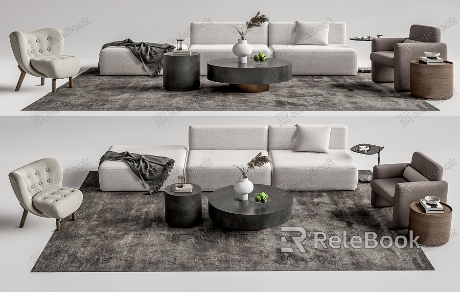 Modern sofa coffee table combination model