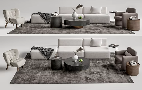 Modern sofa coffee table combination 3d model
