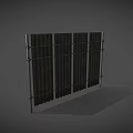 Corrugated Metal Fence with Rustic Green Brown Tones and Metal Support Brackets