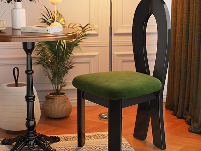 Modern Black Frame Dining Chair With Green Velvet Seat And Unique Curved Back Design 3d model
