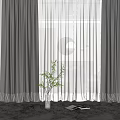 Elegant Gray Curtains With White Sheer Panels For Home Interior Decoration