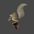 Animated Movie Squirrel Character With Long Nose Bushy Tail Holding Pine Cone