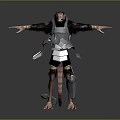 Game Movie Character Black Feathered Red Head With Outstretched Arms Armored Attire And Clawed Feet