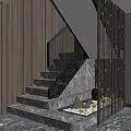 Modern Staircase Design With Glass Railing Marble Steps And Wooden Walls Built-in Lighting