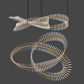 Modern Abstract Pendant Light With Intertwined Spiral Rings And Metal Frame Design