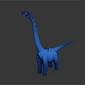 Blue Dinosaur Toy Figure With Long Neck Red Head And Back Spikes