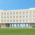 Modern Industrial Factory Building Exterior Design With Large Windows And Green Lawn