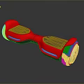 Red Hoverboard With Black Footpads White Light Strips And Wheels 3d model