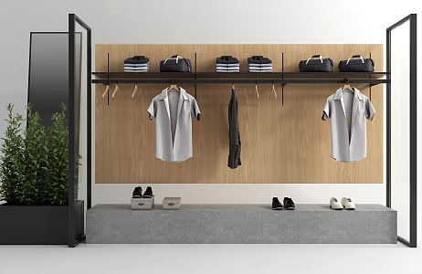 Modern clothes hanger clothing store display rack 3d model