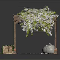 Outdoor Pergola With White Flowers Greenery Decorative Box Crystal Ball And Petals