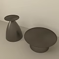 Modern Conical Base Side Tables With Round Top And Dark Brown Finish 3d model