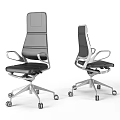 Modern Black Office Chairs With High Back Silver Frame And Rolling Wheels
