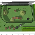 Colorful Children Playground Design With Slide Swing Track And Green Lawn