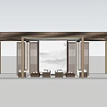 Modern Pavilion Community Central Axle Corridor Frame Meeting Room Pavilion Landscape Pavilion Flower Frame Tree Pool Seat Grille 3d model