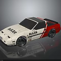 BULLER Two Door Sports Car In White And Red With Reflection On Surface