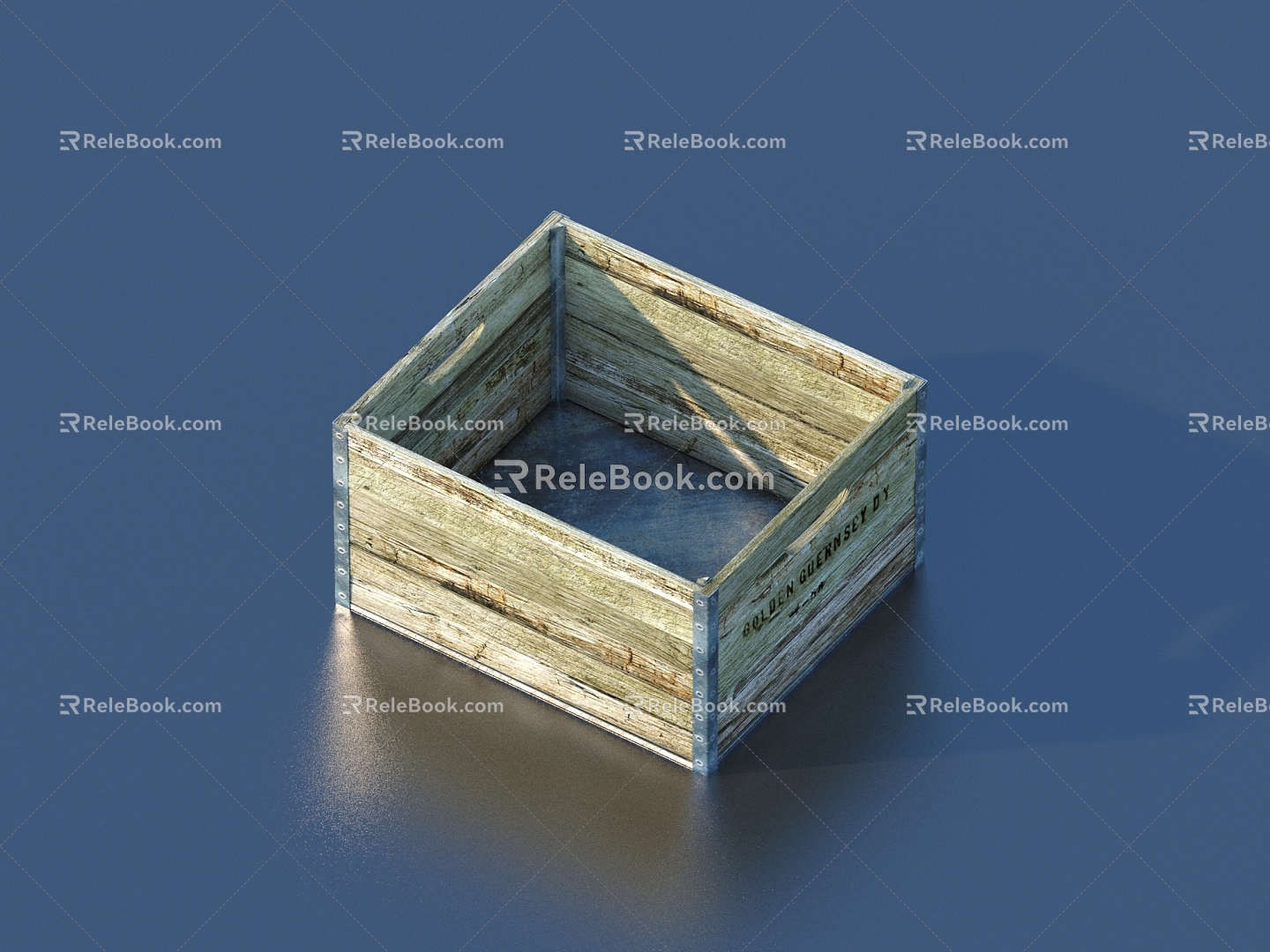 Wooden box storage basket 3d model