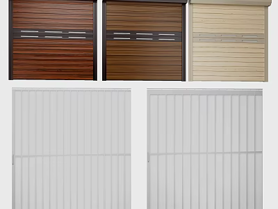 Different Colored Wooden Roller Doors And White Slatted Varieties 3d model