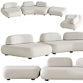 Light Beige Minimalist Sectional Sofa With Modular Pieces And Upholstered Fabric 3d model