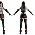 Female Character With Long Black Hair Grey Tank Top Black Shorts And Red Boots