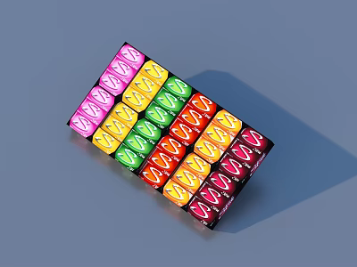 Colorful Cube Toy With Neatly Arranged Pink Yellow Green Orange Red Squares 3d model
