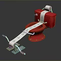 Red Toilet With Toilet Paper Roll And Foot Pedal Strap With Arrows