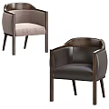 Modern Dining Chair With Wooden Frame Armrests And Beige Upholstered Seat