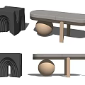 Modern Stool Bench Low Stool 3d model
