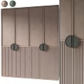Modern Wooden Wall Design With Vertical Stripes And Circular Decorative Elements 3d model
