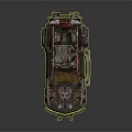 Custom Off Road Vehicle With Rustic Metal Body Colorful Patterns Mesh Grille And Roof Equipment
