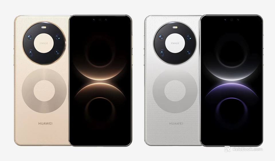 Huawei Smartphones In Gold And Silver With Circular Camera Module And Front 3d model 